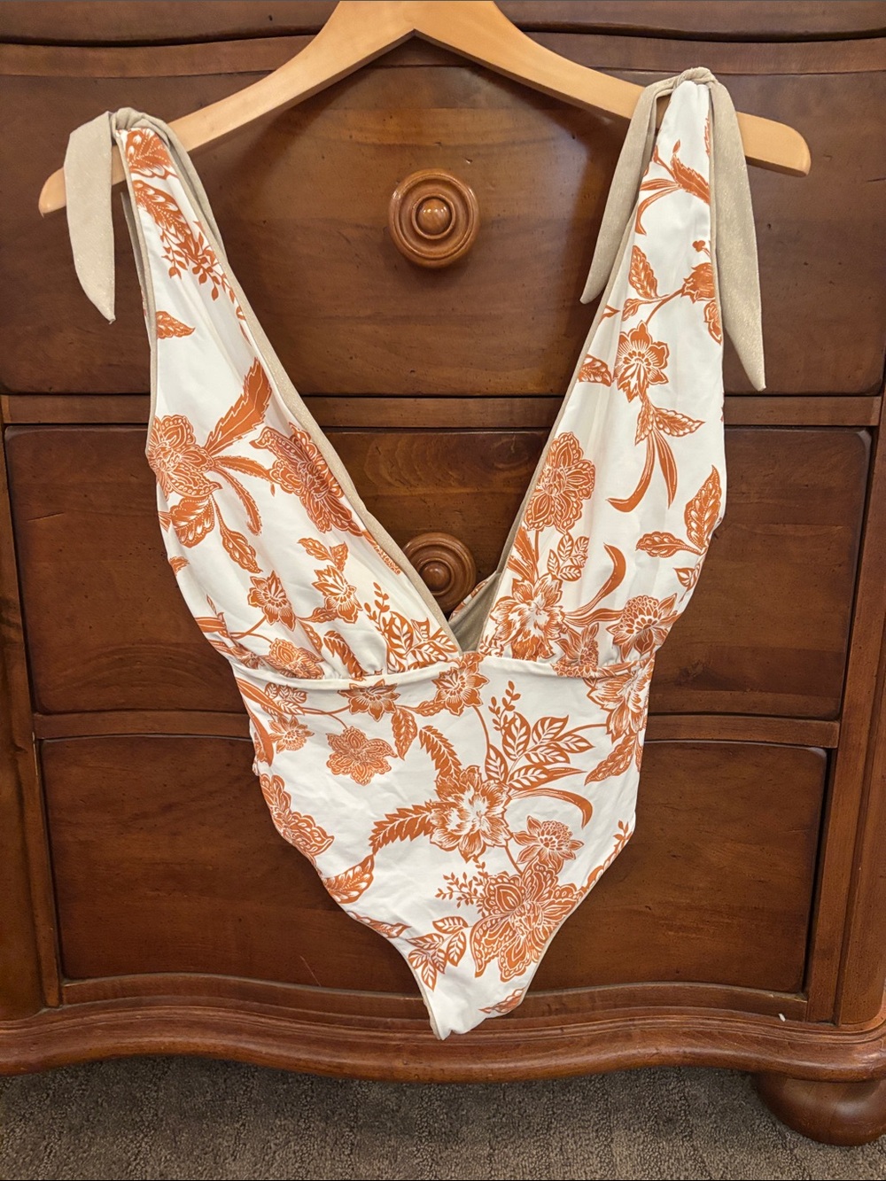 Maaji Nacar Faena Metallic Floral Print Reversible One-Piece Swimsuit Sz M